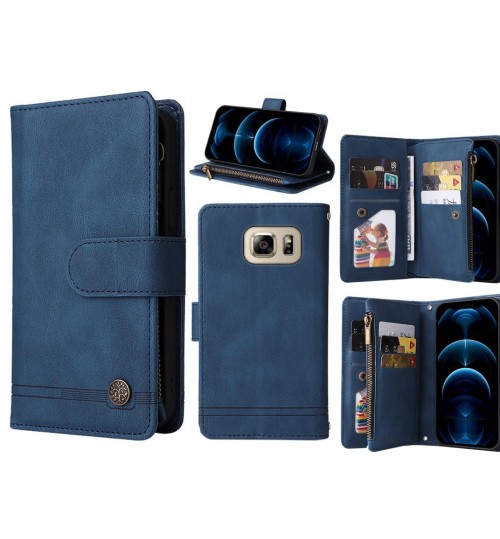 Galaxy Note 5 Case 9 Card Slots Wallet Denim Leather Case - Blue