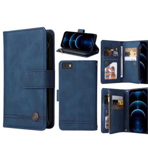 Huawei P8 Lite Case 9 Card Slots Wallet Denim Leather Case - Blue
