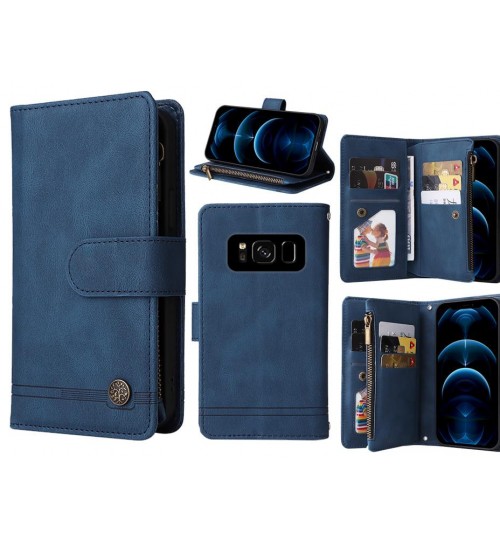 Galaxy S8 Case 9 Card Slots Wallet Denim Leather Case - Blue