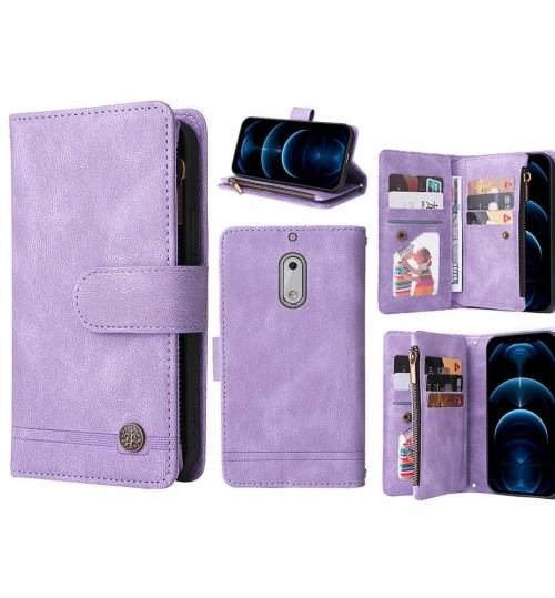 Nokia 6 Case 9 Card Slots Wallet Denim Leather Case - Purple