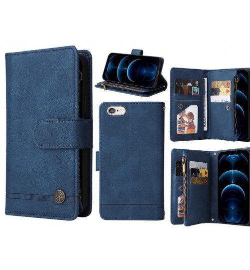 Iphone 6s Plus Case 9 Card Slots Wallet Denim Leather Case - Blue