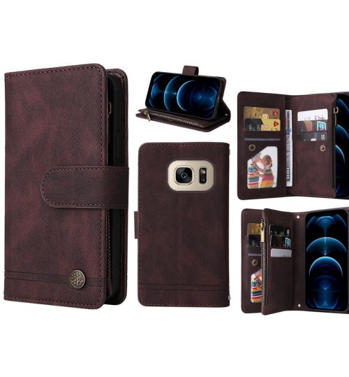 Galaxy S7 Case 9 Card Slots Wallet Denim Leather Case