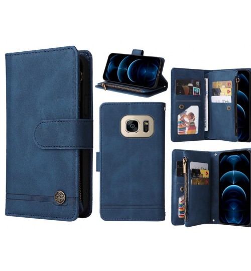 Galaxy S7 Case 9 Card Slots Wallet Denim Leather Case