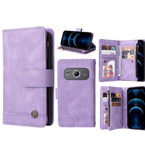 Galaxy Xcover 3 Case 9 Card Slots Wallet Denim Leather Case - Purple