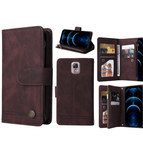 Galaxy Note 3 Case 9 Card Slots Wallet Denim Leather Case - Brown