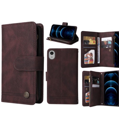 Sony Xperia Z5 Case 9 Card Slots Wallet Denim Leather Case - Brown