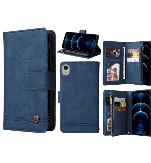 Sony Xperia Z5 Case 9 Card Slots Wallet Denim Leather Case - Blue