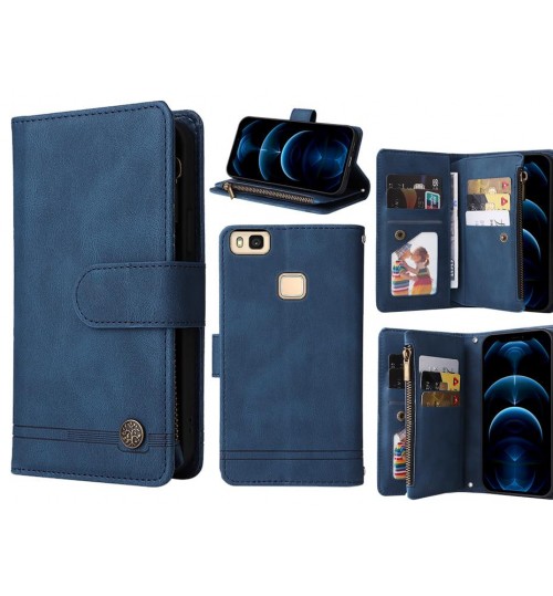 Huawei P9 Lite Case 9 Card Slots Wallet Denim Leather Case - Blue