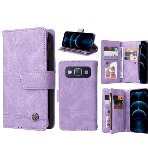 Galaxy A5 Case 9 Card Slots Wallet Denim Leather Case - Purple