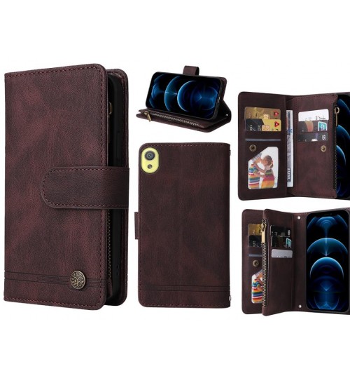 Sony Xperia Xa Case 9 Card Slots Wallet Denim Leather Case - Brown