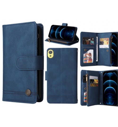 Sony Xperia Xa Case 9 Card Slots Wallet Denim Leather Case - Blue