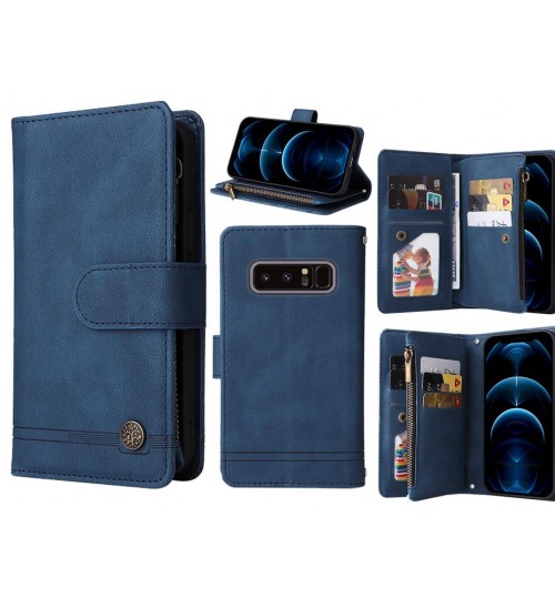 Galaxy Note 8 Case 9 Card Slots Wallet Denim Leather Case - Blue