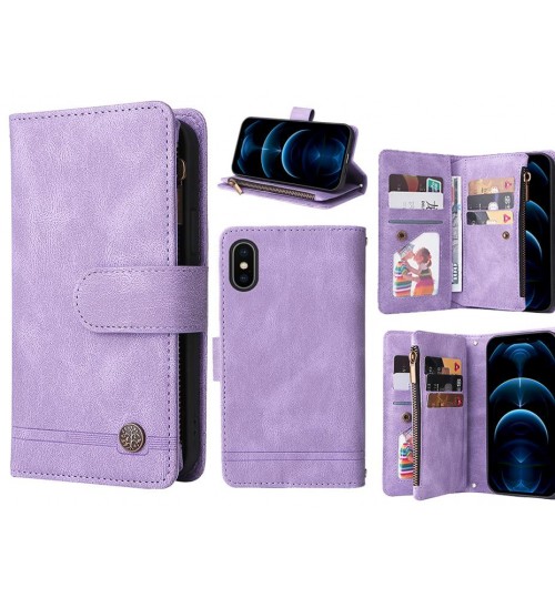 iPhone X Case 9 Card Slots Wallet Denim Leather Case