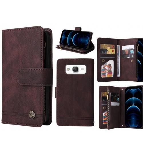 Galaxy J5 Case 9 Card Slots Wallet Denim Leather Case - Brown