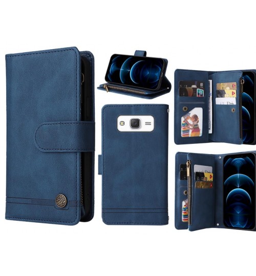 Galaxy J5 Case 9 Card Slots Wallet Denim Leather Case - Blue