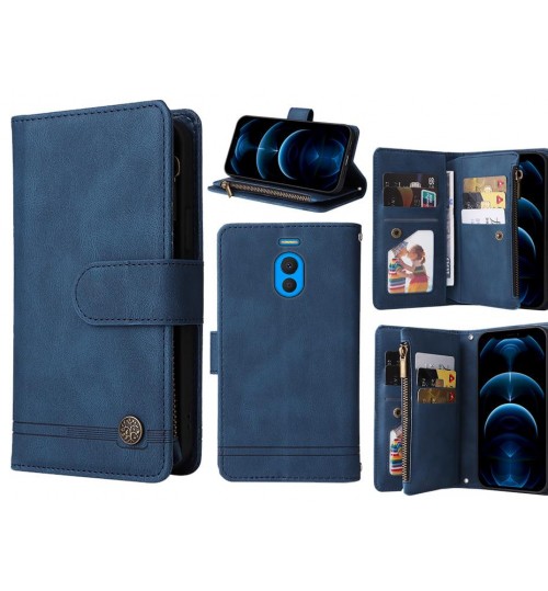 Meizu M6 Note Case 9 Card Slots Wallet Denim Leather Case - Blue