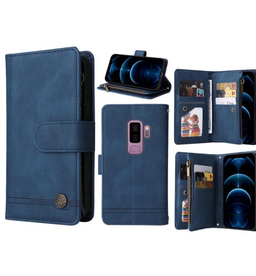 Galaxy S9 Plus Case 9 Card Slots Wallet Denim Leather Case - Blue