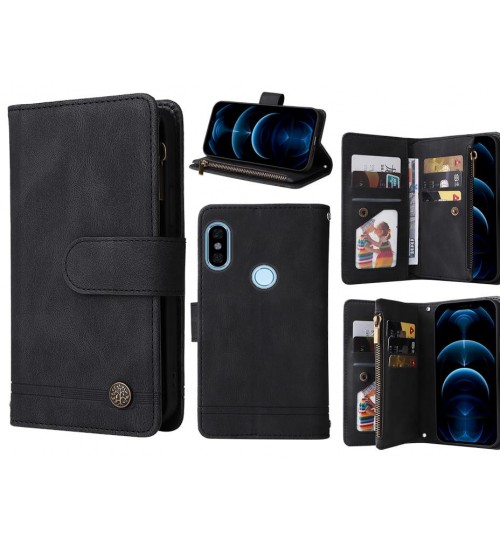 Xiaomi Redmi Note 5 Case 9 Card Slots Wallet Denim Leather Case - Black