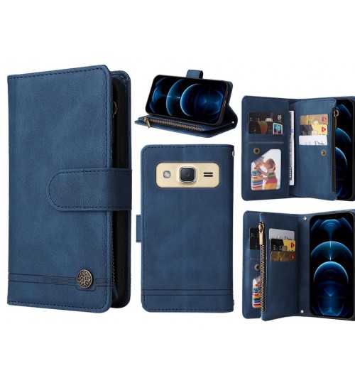 Galaxy J2 Case 9 Card Slots Wallet Denim Leather Case - Blue