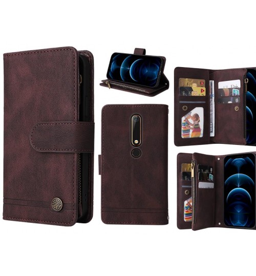 Nokia 6.1 Case 9 Card Slots Wallet Denim Leather Case