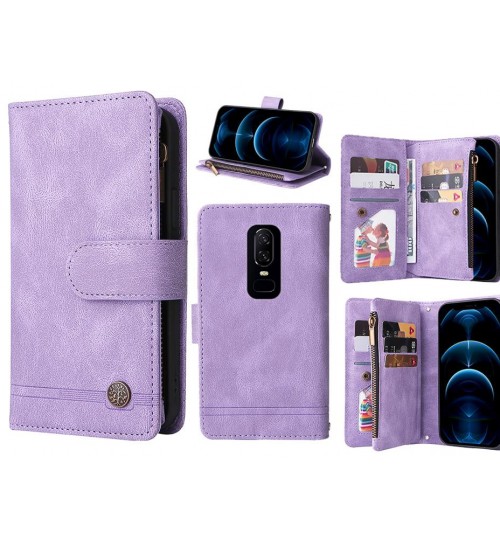 OnePlus 6 Case 9 Card Slots Wallet Denim Leather Case