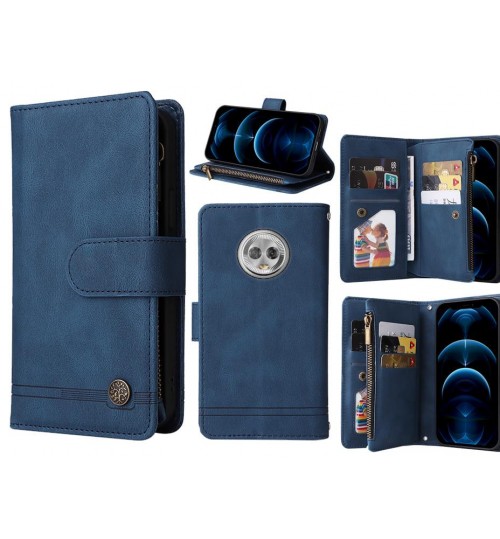 Moto G6 Case 9 Card Slots Wallet Denim Leather Case - Blue