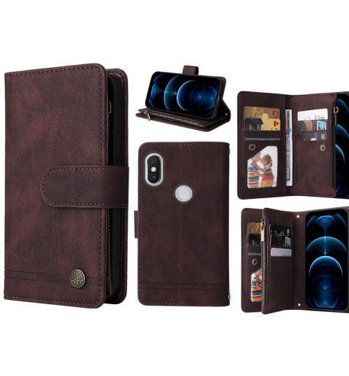 Xiaomi Redmi S2 Case 9 Card Slots Wallet Denim Leather Case - Brown