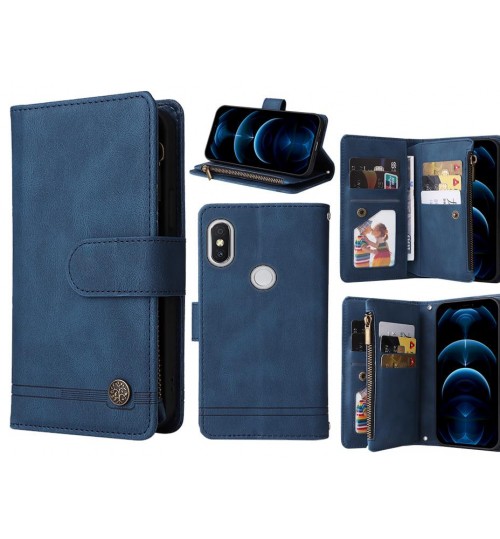 Xiaomi Redmi S2 Case 9 Card Slots Wallet Denim Leather Case - Blue