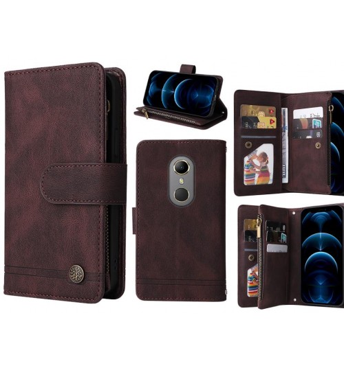 Vodafone N9 Case 9 Card Slots Wallet Denim Leather Case - Brown