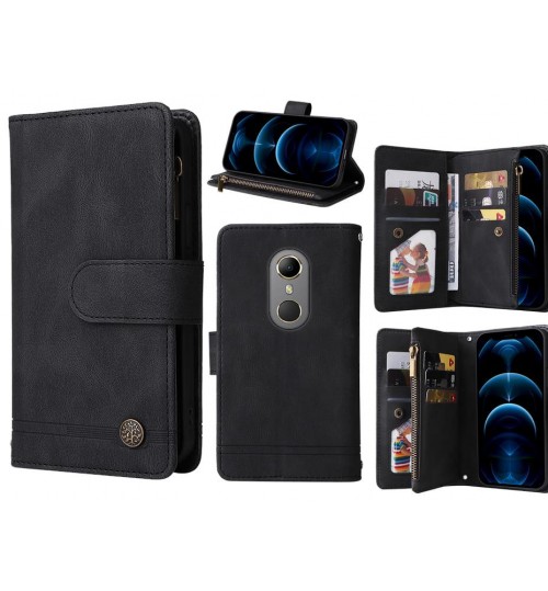Vodafone N9 Case 9 Card Slots Wallet Denim Leather Case - Black