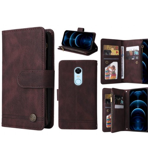 Xiaomi Redmi 5 Plus Case 9 Card Slots Wallet Denim Leather Case - Brown