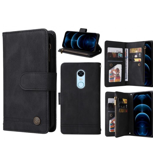 Xiaomi Redmi 5 Plus Case 9 Card Slots Wallet Denim Leather Case - Black