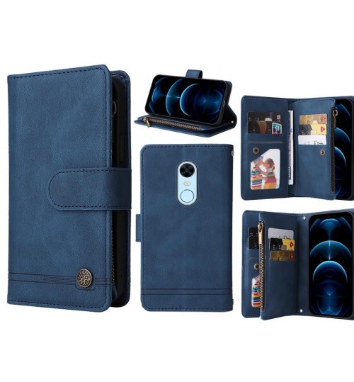 Xiaomi Redmi 5 Plus Case 9 Card Slots Wallet Denim Leather Case - Blue