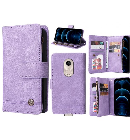 Alcatel 3c Case 9 Card Slots Wallet Denim Leather Case - Purple