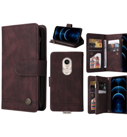 Alcatel 3c Case 9 Card Slots Wallet Denim Leather Case - Brown