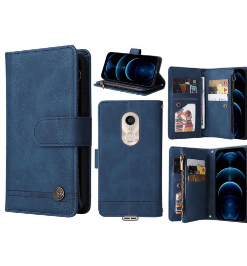Alcatel 3c Case 9 Card Slots Wallet Denim Leather Case - Blue