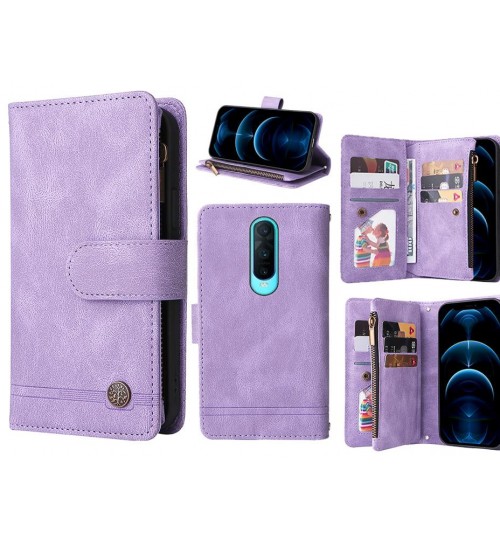 Oppo R17 Pro Case 9 Card Slots Wallet Denim Leather Case - Purple
