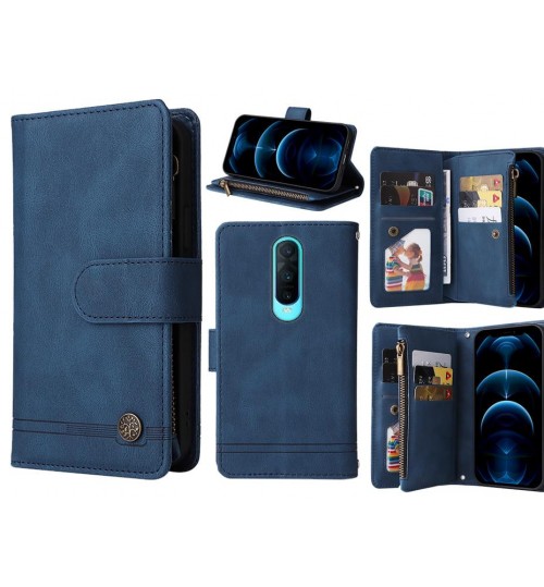 Oppo R17 Pro Case 9 Card Slots Wallet Denim Leather Case - Blue
