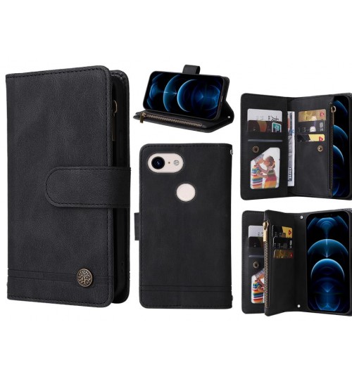 Google Pixel 3 Case 9 Card Slots Wallet Denim Leather Case - Black