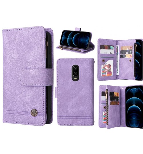 OnePlus 6T Case 9 Card Slots Wallet Denim Leather Case