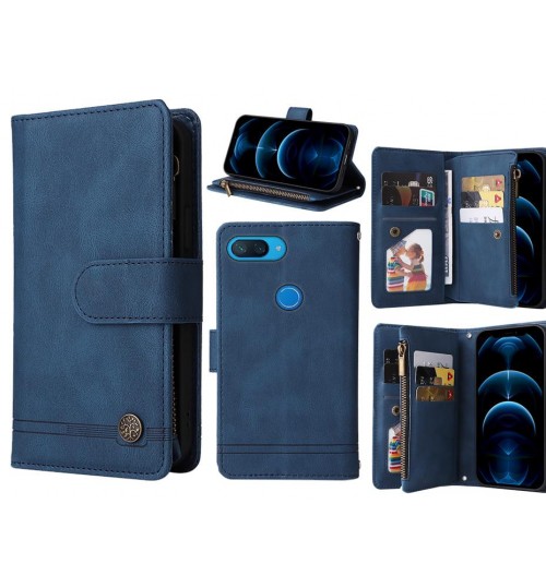 Xiaomi Mi 8 Lite Case 9 Card Slots Wallet Denim Leather Case - Blue