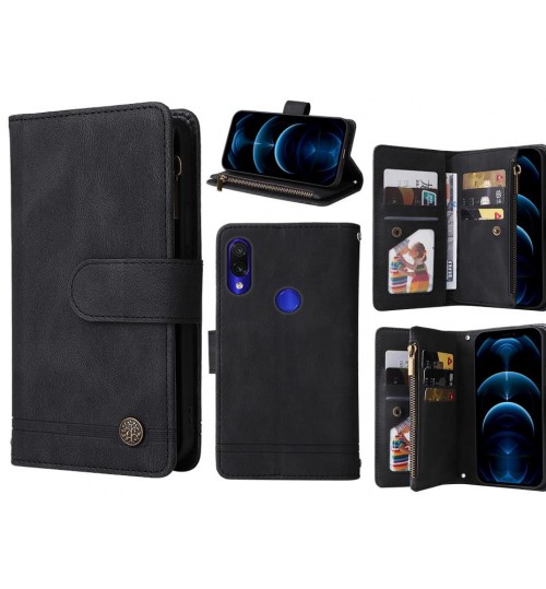 Xiaomi Redmi Note 7 Case 9 Card Slots Wallet Denim Leather Case - Black