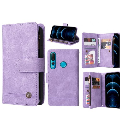 Huawei Nova 4 Case 9 Card Slots Wallet Denim Leather Case - Purple