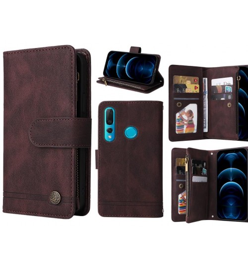Huawei Nova 4 Case 9 Card Slots Wallet Denim Leather Case - Brown