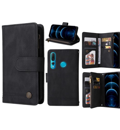 Huawei Nova 4 Case 9 Card Slots Wallet Denim Leather Case - Black