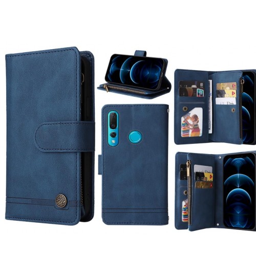 Huawei Nova 4 Case 9 Card Slots Wallet Denim Leather Case - Blue
