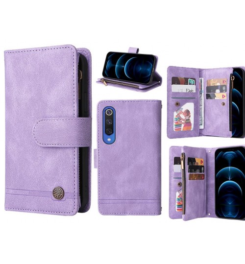Xiaomi Mi 9 Se Case 9 Card Slots Wallet Denim Leather Case - Purple
