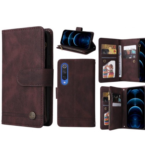 Xiaomi Mi 9 Se Case 9 Card Slots Wallet Denim Leather Case - Brown