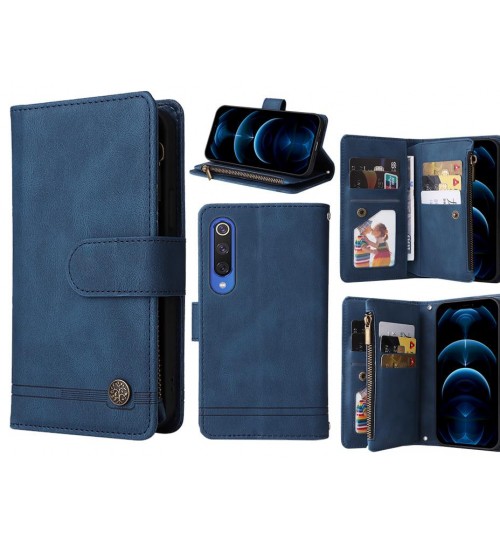 Xiaomi Mi 9 Se Case 9 Card Slots Wallet Denim Leather Case - Blue