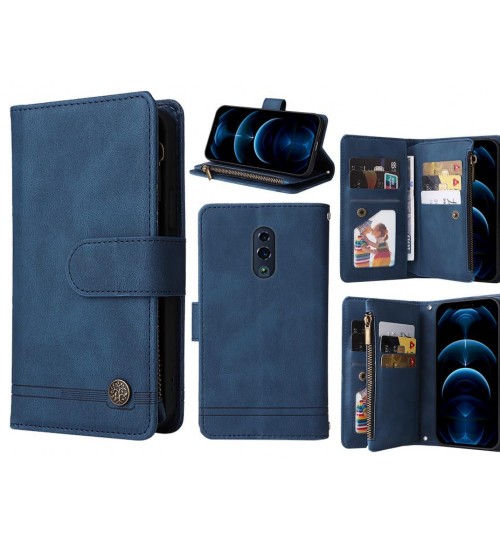 Oppo Reno Case 9 Card Slots Wallet Denim Leather Case - Blue